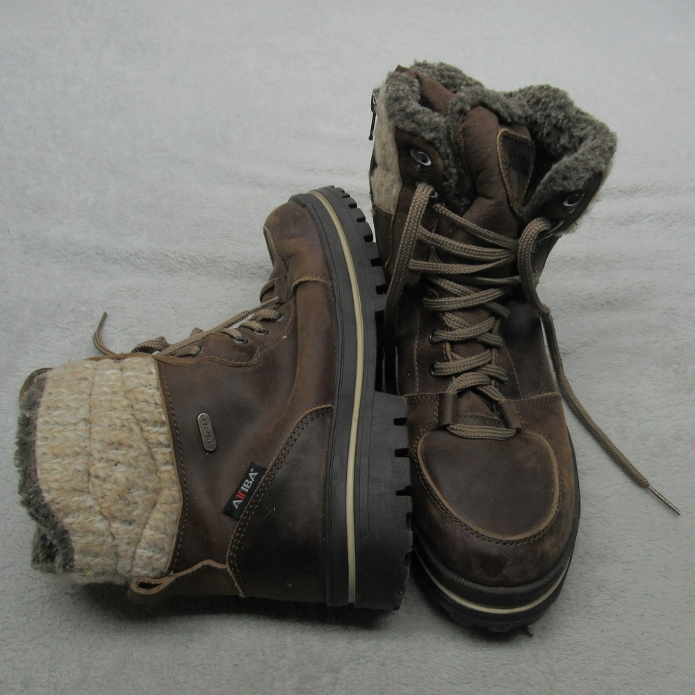 Attiba Mens 8 Winter Boot Brown Ice System Tipper Warm Wool Lining Lace Zip EU41